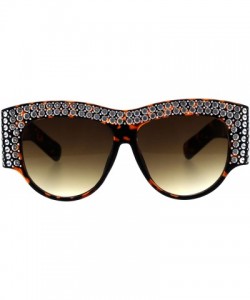 Oversized Bling Engraving Concave Foil Iced Thick Plastic Cat Eye Sunglasses - Tortoise Brown - CR18G67Z458 $11.16