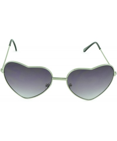 Oval Womens Super Cute Shades Fashion Trendy Heart Shaped Sunglasses - Silver-heart - CY12CWNZ365 $20.54