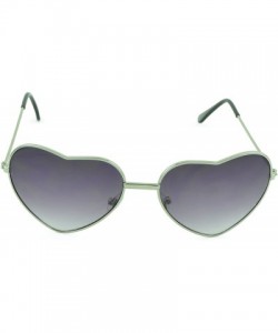 Oval Womens Super Cute Shades Fashion Trendy Heart Shaped Sunglasses - Silver-heart - CY12CWNZ365 $7.16