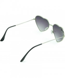 Oval Womens Super Cute Shades Fashion Trendy Heart Shaped Sunglasses - Silver-heart - CY12CWNZ365 $7.16