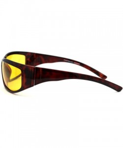 Rectangular Polarized Night Driving Yellow Lens Warp Around Biker Plastic Sunglasses - Shiny Tortoise - C918Z3KTTN8 $13.70