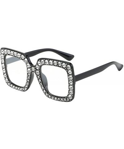 Oversized Rhinestone Sunglasses Oversized Celebrity Sparkling - E - CA18QHGXTTS $8.59