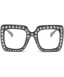 Oversized Rhinestone Sunglasses Oversized Celebrity Sparkling - E - CA18QHGXTTS $8.59