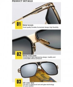 Square Sunglasses for Men Oversize Classic Black Shades Goggle Retro Brand Designer Gold Alloy Frame Sun Glasses - CZ18ZCZXKG...