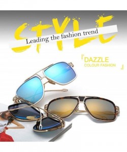 Square Sunglasses for Men Oversize Classic Black Shades Goggle Retro Brand Designer Gold Alloy Frame Sun Glasses - CZ18ZCZXKG...