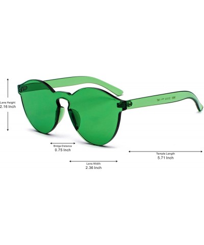 Round Fashion Rimless One Piece Clear Lens Color Candy Sunglasses - Green - CL182Y7O29Z $11.80