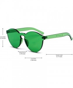 Round Fashion Rimless One Piece Clear Lens Color Candy Sunglasses - Green - CL182Y7O29Z $11.80