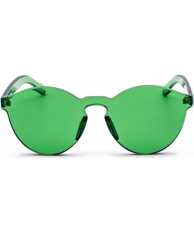 Round Fashion Rimless One Piece Clear Lens Color Candy Sunglasses - Green - CL182Y7O29Z $11.80