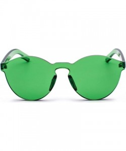 Round Fashion Rimless One Piece Clear Lens Color Candy Sunglasses - Green - CL182Y7O29Z $11.80