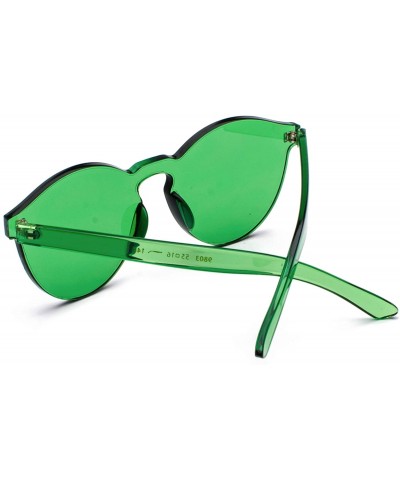 Round Fashion Rimless One Piece Clear Lens Color Candy Sunglasses - Green - CL182Y7O29Z $11.80