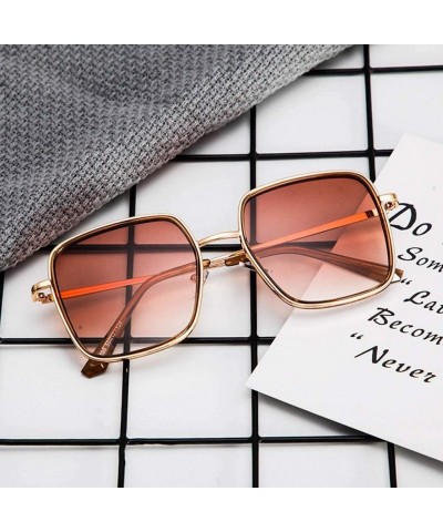 Rectangular Fashion men's and women's reflective film big frame new sunglasses - Gold - CO18T4X9QAN $9.06