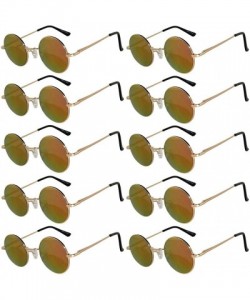 Round 10 Pack Round Retro Vintage Circle Style Sunglasses Colored Small Metal Frame - 43_mirror_gold_red_10_pairs - CZ1853L4U...
