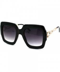 Butterfly Womens 90s Designer Fashion Thick Rectangular Butterfly Sunglasses - Shiny Black Gold Smoke - CU18UIS0EQI $9.80