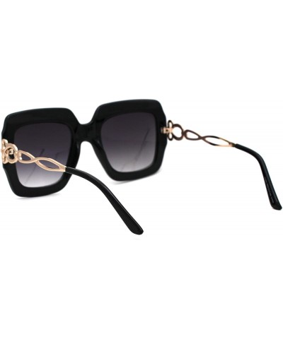 Butterfly Womens 90s Designer Fashion Thick Rectangular Butterfly Sunglasses - Shiny Black Gold Smoke - CU18UIS0EQI $9.80