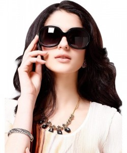 Shield Oversized Womens Sunglasses Polarized uv Protection Simple Sunglasses LSP301 - Black Frame Gradient Black Lenses - CE1...