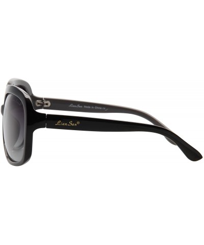 Shield Oversized Womens Sunglasses Polarized uv Protection Simple Sunglasses LSP301 - Black Frame Gradient Black Lenses - CE1...