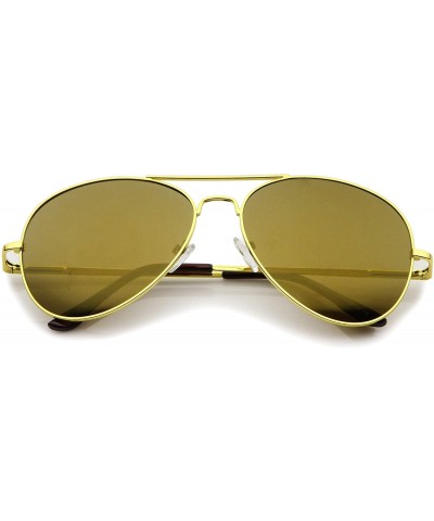 Aviator Classic Metal Frame Spring Hinges Color Mirror Lens Aviator Sunglasses 56mm - Gold / Gold Mirror - C212K05AKK5 $12.47