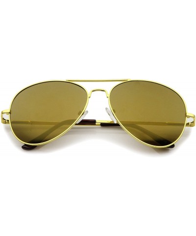 Aviator Classic Metal Frame Spring Hinges Color Mirror Lens Aviator Sunglasses 56mm - Gold / Gold Mirror - C212K05AKK5 $12.47