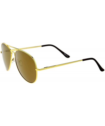 Aviator Classic Metal Frame Spring Hinges Color Mirror Lens Aviator Sunglasses 56mm - Gold / Gold Mirror - C212K05AKK5 $12.47