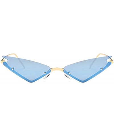 Rectangular Unisex Fashion Cat Eye Metal Frame Candy Color Small Sunglasses UV400 - Blue - CF18NRNMK6T $11.86