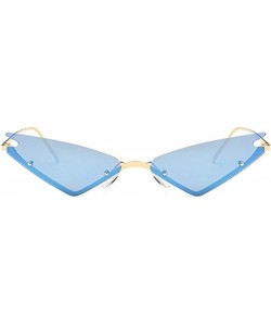 Rectangular Unisex Fashion Cat Eye Metal Frame Candy Color Small Sunglasses UV400 - Blue - CF18NRNMK6T $11.86