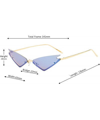 Rectangular Unisex Fashion Cat Eye Metal Frame Candy Color Small Sunglasses UV400 - Blue - CF18NRNMK6T $11.86