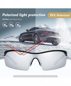 Rectangular Polarized Sport Sunglasses for Men Aluminum Ideal for Driving Fishing Cycling and Running UV Protection - CW18UWL...