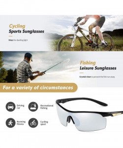 Rectangular Polarized Sport Sunglasses for Men Aluminum Ideal for Driving Fishing Cycling and Running UV Protection - CW18UWL...