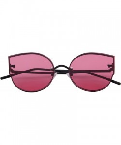 Cat Eye Women Classic Cat Eye Sunglasses Rimless Metal Frame Sun Glasses S8099 - Rose Red - CS186D5X09S $14.59