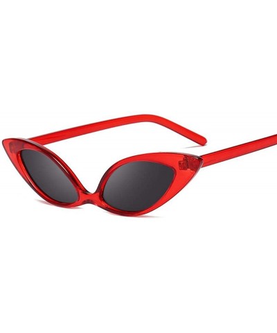 Cat Eye Women Cat Eye Sunglasses Vintage Small Sun Glasses Female Eyeglasses Red Black - Red Wine Black - CU196R9ZUZI $7.29