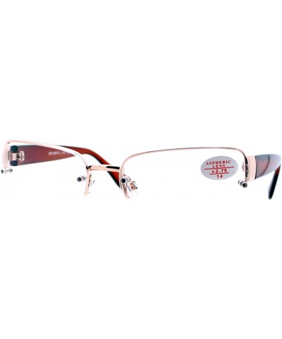 Wrap Clear Lens Glasses With Bifocal Reading Lens Half Rim Rectangular - Gold Brown - CQ12D493RAJ $12.64