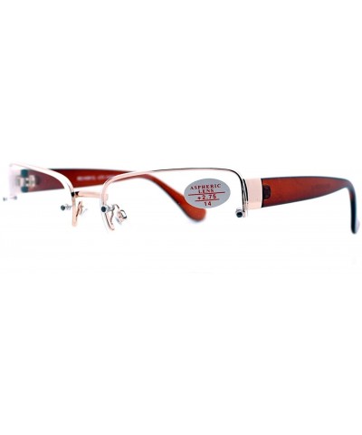 Wrap Clear Lens Glasses With Bifocal Reading Lens Half Rim Rectangular - Gold Brown - CQ12D493RAJ $12.64