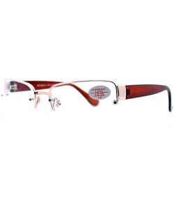 Wrap Clear Lens Glasses With Bifocal Reading Lens Half Rim Rectangular - Gold Brown - CQ12D493RAJ $12.64