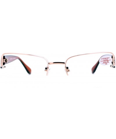 Wrap Clear Lens Glasses With Bifocal Reading Lens Half Rim Rectangular - Gold Brown - CQ12D493RAJ $12.64