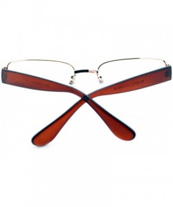 Wrap Clear Lens Glasses With Bifocal Reading Lens Half Rim Rectangular - Gold Brown - CQ12D493RAJ $12.64