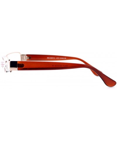 Wrap Clear Lens Glasses With Bifocal Reading Lens Half Rim Rectangular - Gold Brown - CQ12D493RAJ $12.64