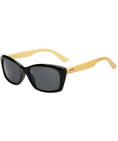 Goggle Wooden Frame Lightweight Sunglasses Cool Classic Eyewear Anti-UV Glasses for Man - Black Gray - C818NW3UL60 $10.23