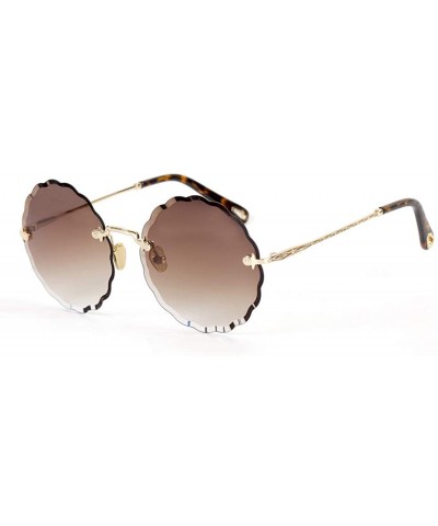 Aviator Women's gradient round frame sunglasses - new flowers frameless personality sunglasses - F - CU18S8N4HCD $35.93