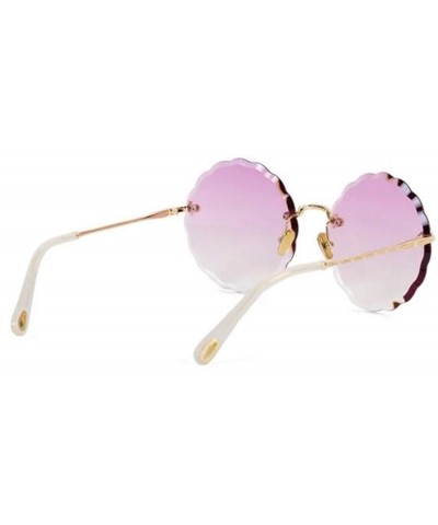 Aviator Women's gradient round frame sunglasses - new flowers frameless personality sunglasses - F - CU18S8N4HCD $35.93