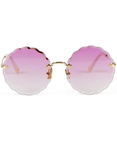 Aviator Women's gradient round frame sunglasses - new flowers frameless personality sunglasses - F - CU18S8N4HCD $35.93