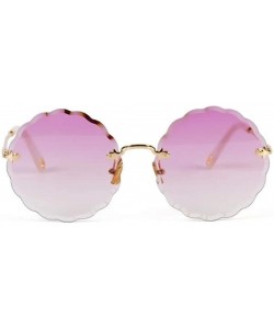 Aviator Women's gradient round frame sunglasses - new flowers frameless personality sunglasses - F - CU18S8N4HCD $35.93