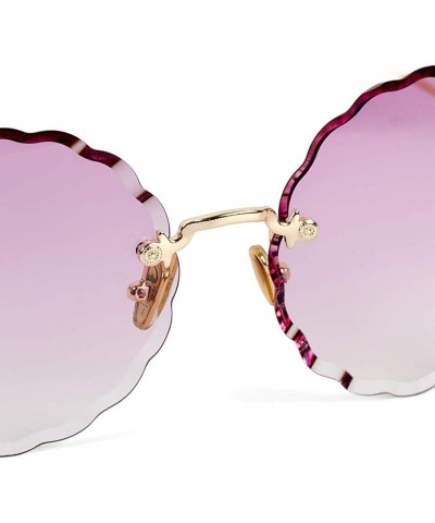 Aviator Women's gradient round frame sunglasses - new flowers frameless personality sunglasses - F - CU18S8N4HCD $35.93