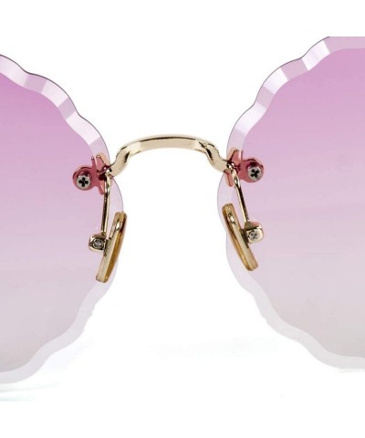 Aviator Women's gradient round frame sunglasses - new flowers frameless personality sunglasses - F - CU18S8N4HCD $35.93