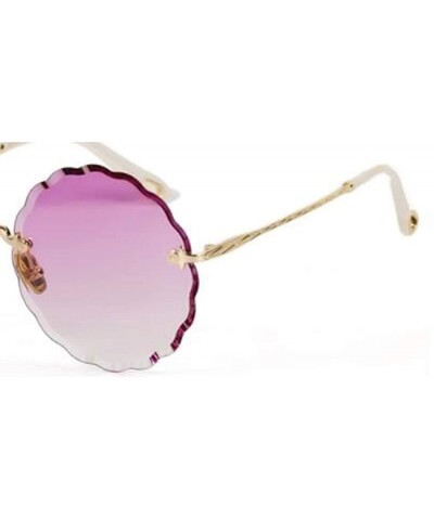 Aviator Women's gradient round frame sunglasses - new flowers frameless personality sunglasses - F - CU18S8N4HCD $35.93