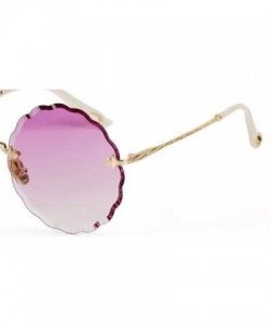 Aviator Women's gradient round frame sunglasses - new flowers frameless personality sunglasses - F - CU18S8N4HCD $35.93