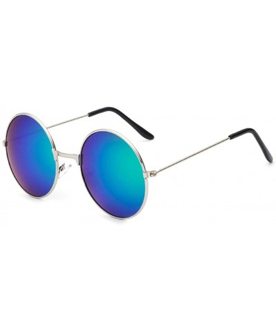 Square Round Sunglasses Women Vintage Silver Frame Unisex Sun Glasses Anti UV/Ray Retro Eyewear - A4066-x11 - CM18U500I4M $13.31
