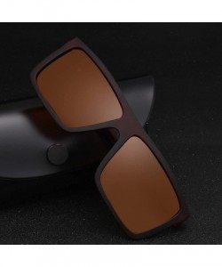 Oversized Men Sunglasses Polarized Flat Top 2019 Brand Designer Driving Sun Glasses Male Rectangle Style - Sand Black - C7198...