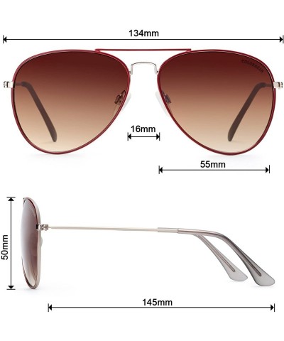 Oval Linno Classic Aviator Sunglasses Metal Frame Mirror Lens Sunglasses 100% UV Protection - Gradient Brown - CL18LRZN2A7 $1...
