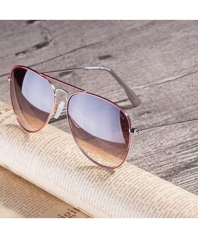 Oval Linno Classic Aviator Sunglasses Metal Frame Mirror Lens Sunglasses 100% UV Protection - Gradient Brown - CL18LRZN2A7 $1...