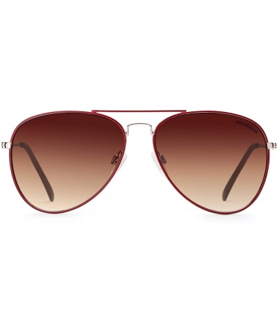 Oval Linno Classic Aviator Sunglasses Metal Frame Mirror Lens Sunglasses 100% UV Protection - Gradient Brown - CL18LRZN2A7 $1...